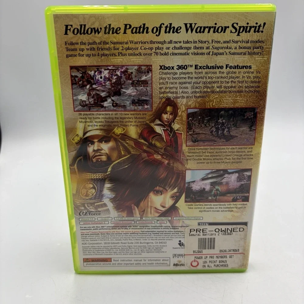 Samurai Warriors 2 Xbox 360 Complete Case Disc Tested Working